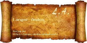 Langer Andos névjegykártya